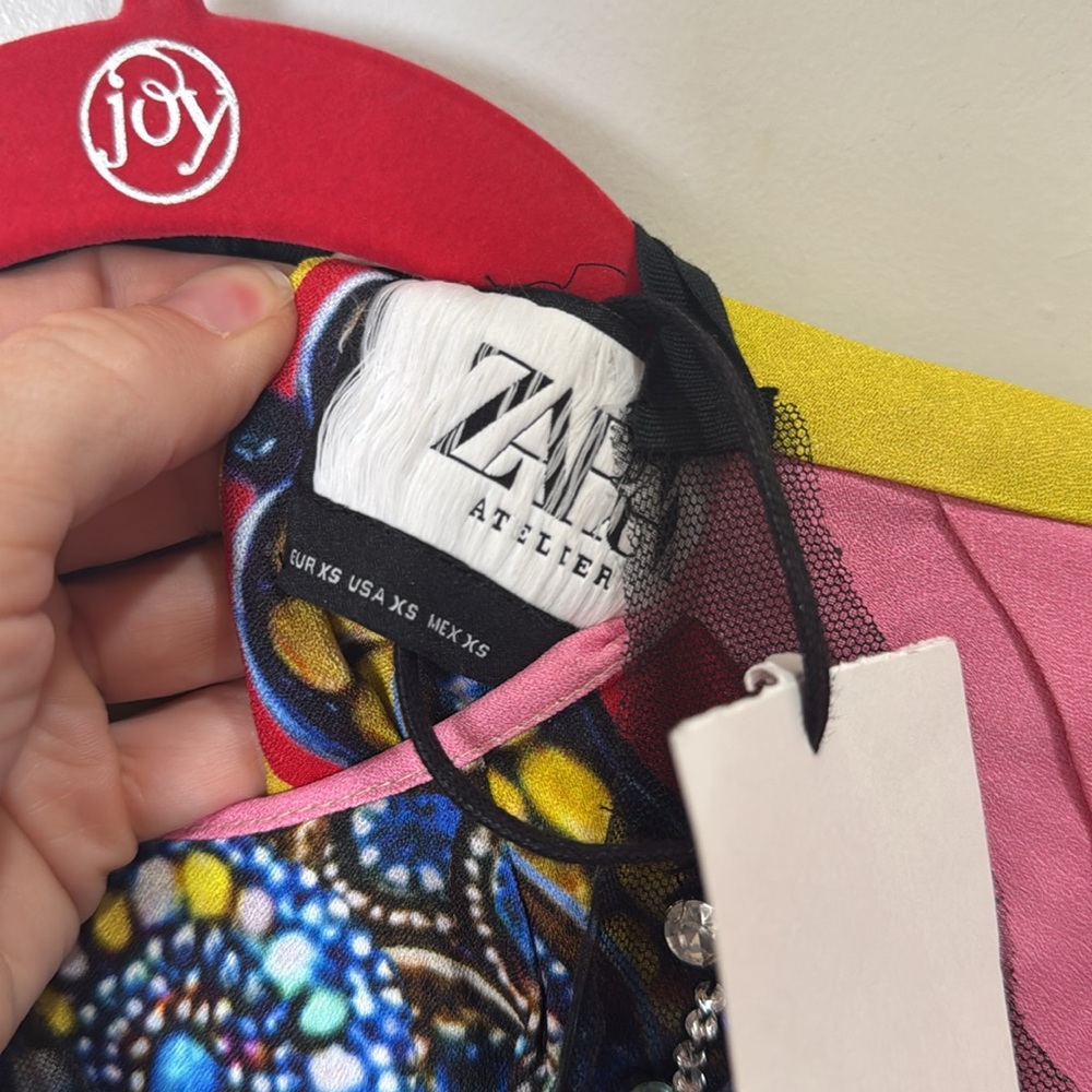 *NEW* ZARA x ATELIER LIMITED EDITION COLORFUL BEJEWELED PUFF SLEEVE DRESS XS - Picture 16 of 16